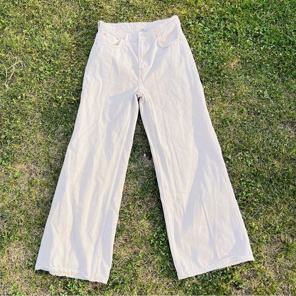 Weekday Ace cream wide jeans size 28 - Picture 1 of 5